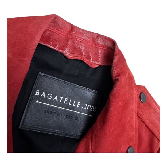 BAGATELLE Genuine LEATHER Red Biker Casual Bomber Jacket Womens XS - Picture 6 of 6